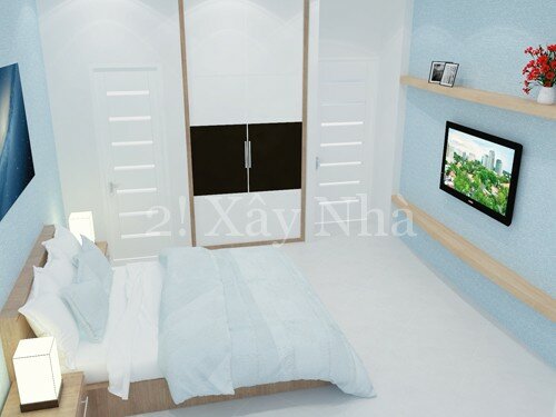 Phòng ngủ cho con trai nhà 4 tầng trên đất 21x4m với màu sắc tùy theo sở thích của bé
