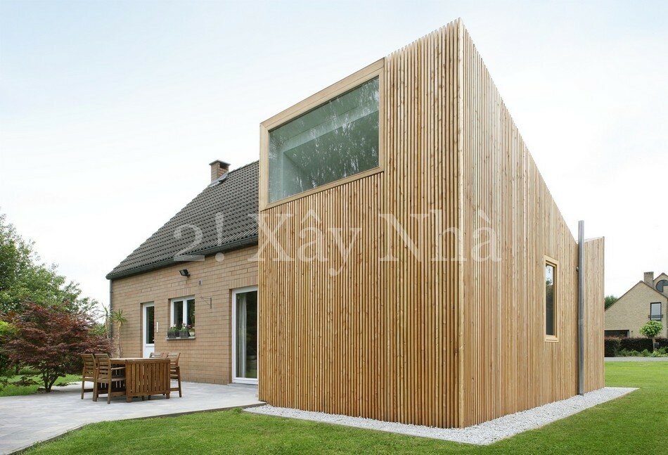 design wooden house Striking Home Extension Creatively Enhancing a Pavilion Type Residence in Belgium