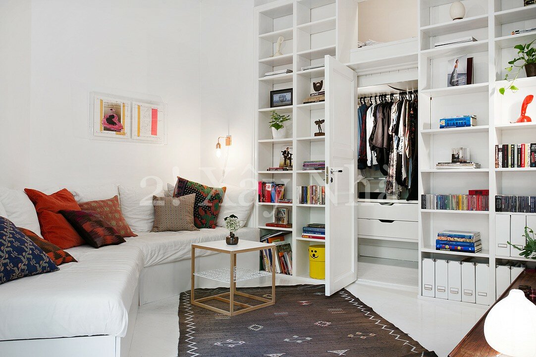 design modernl iving 1 Scandinavian One Room Apartment Exuding Great Taste and Peaceful Living