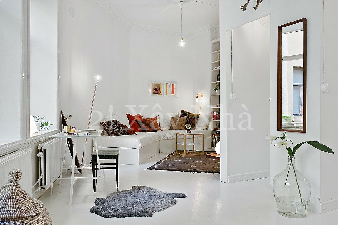 interior modern crib Scandinavian One Room Apartment Exuding Great Taste and Peaceful Living