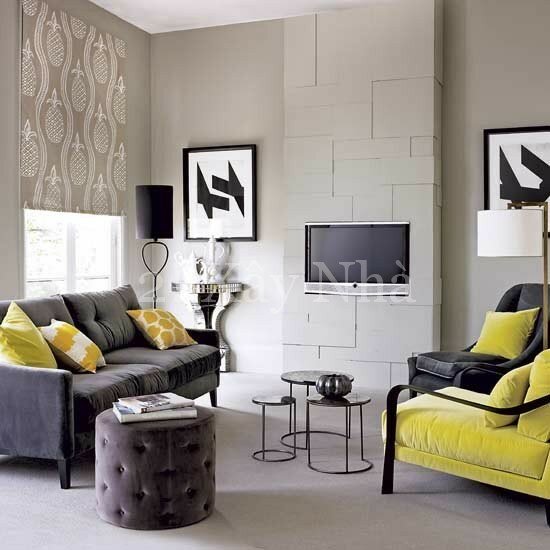 Modern Grey And Yellow Living Room Designs 