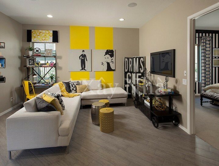 Modern Grey And Yellow Living Room Designs 