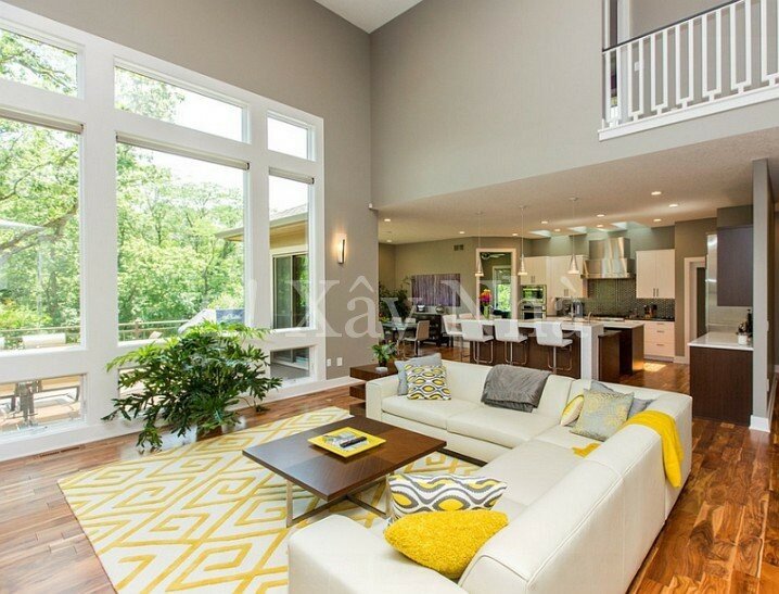 Modern Grey And Yellow Living Room Designs 